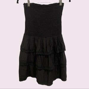 Ella Moss Black Smocked Strapless Dress SZ L
